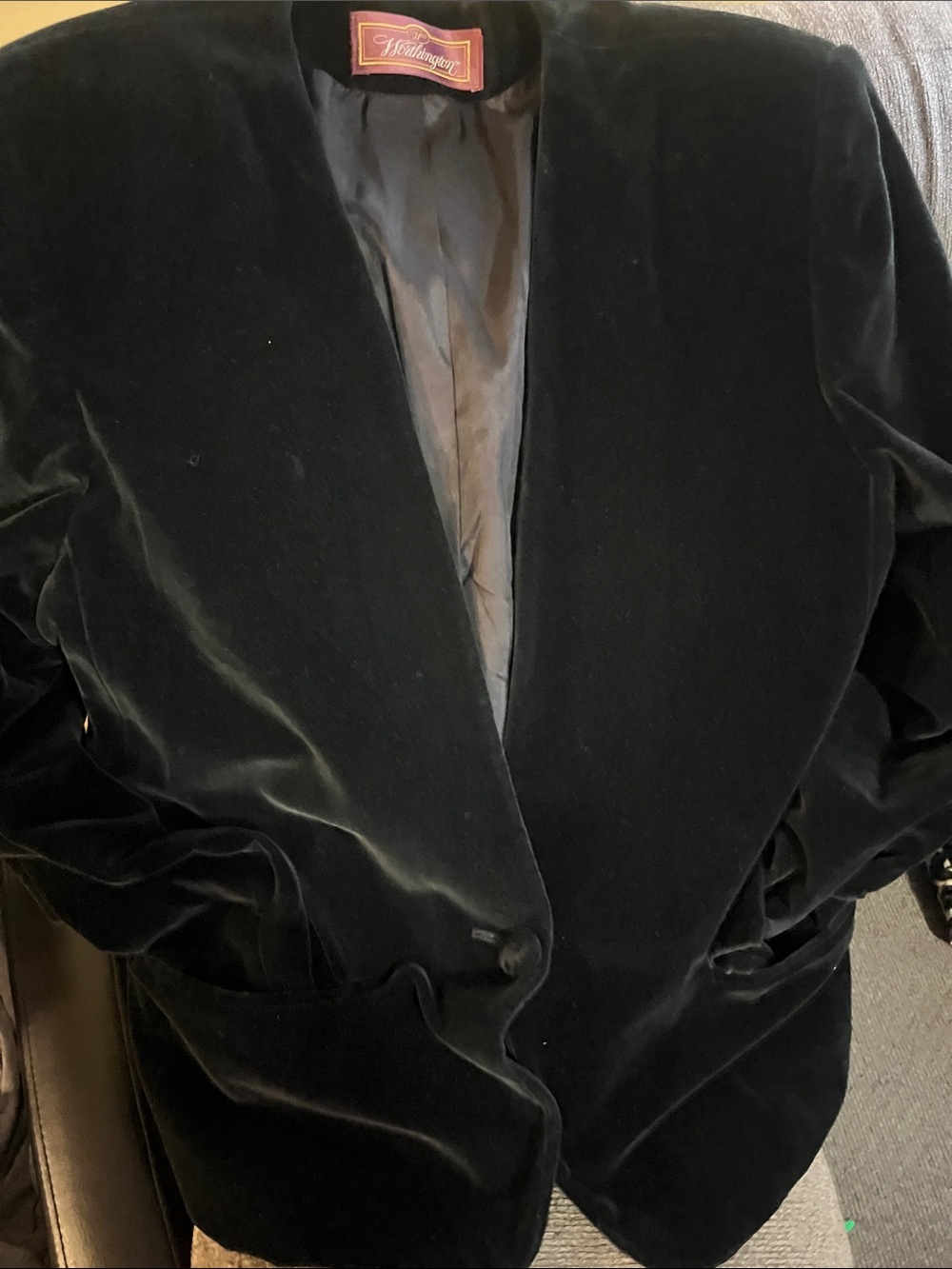 Worthington Black Velvet Open-Front Blazer